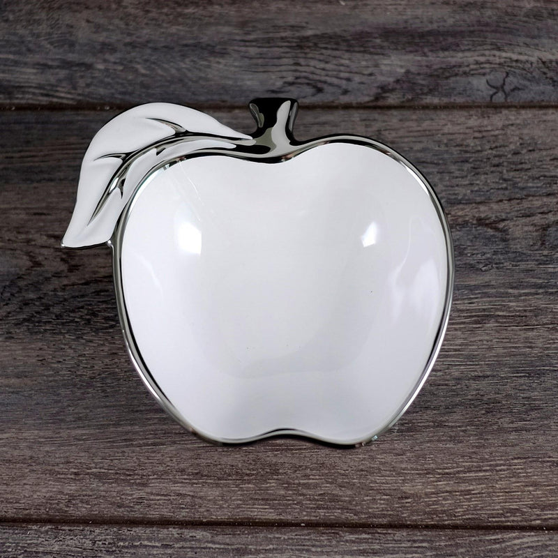 Apple Bowl with Silver Trim