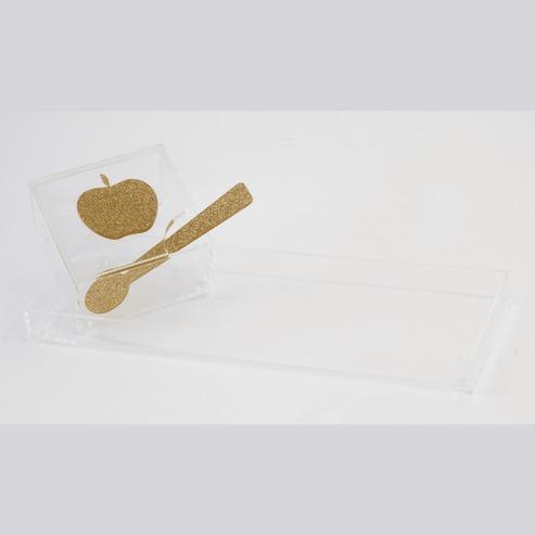 Honey Dish on Tray | Clear/Gold  Acrylic