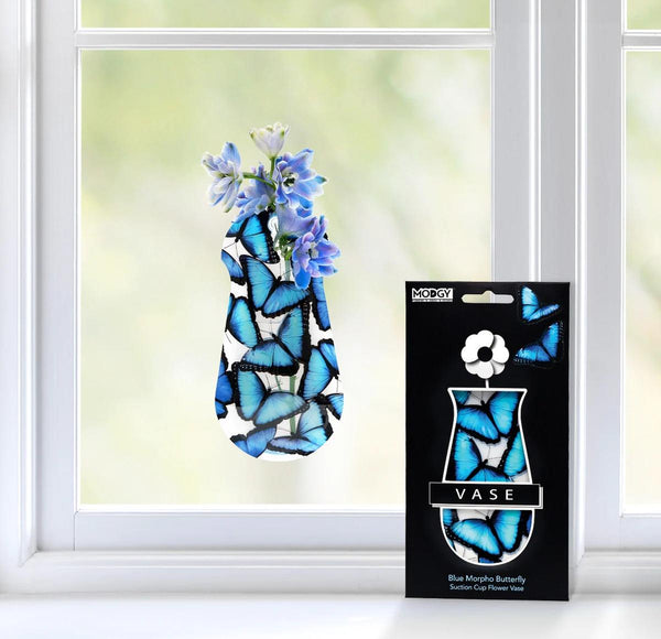 Modgy Suction Cup Vase | Blue Morpho Butterfly