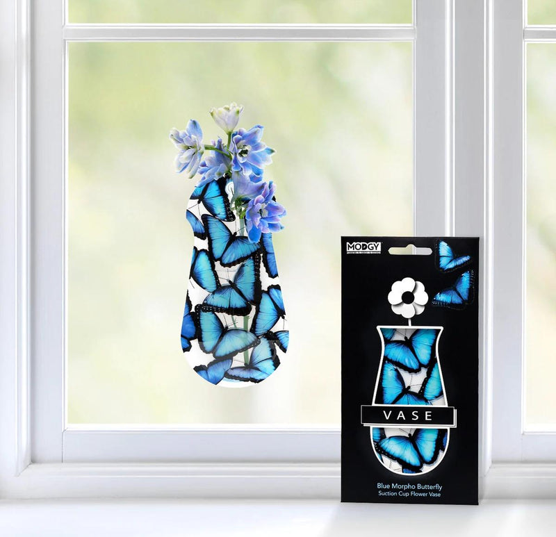 Modgy Suction Cup Vase | Blue Morpho Butterfly