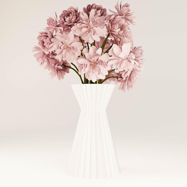 3D Vase | 20cm Coffee | Pearl White