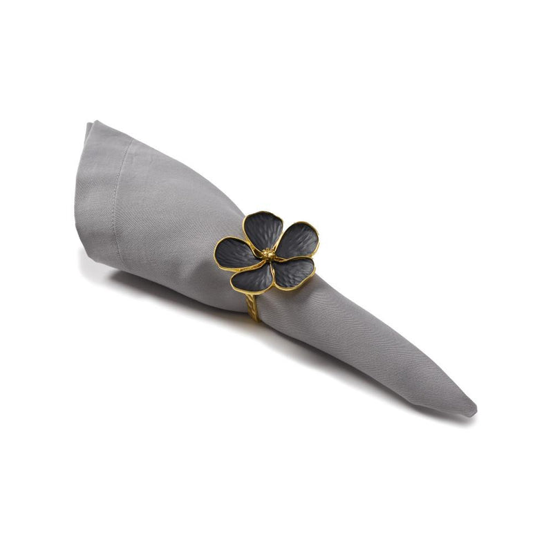 Black Daisy Set of 4 Napkin Rings