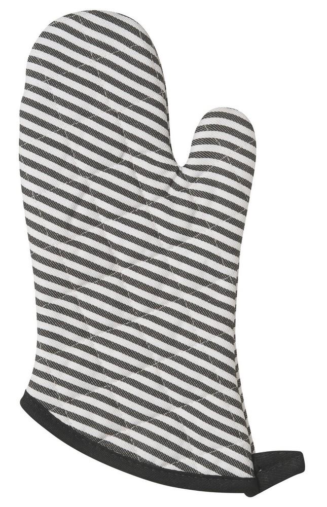 Set of 2 Oven Mitts - Black Narrow Stripe