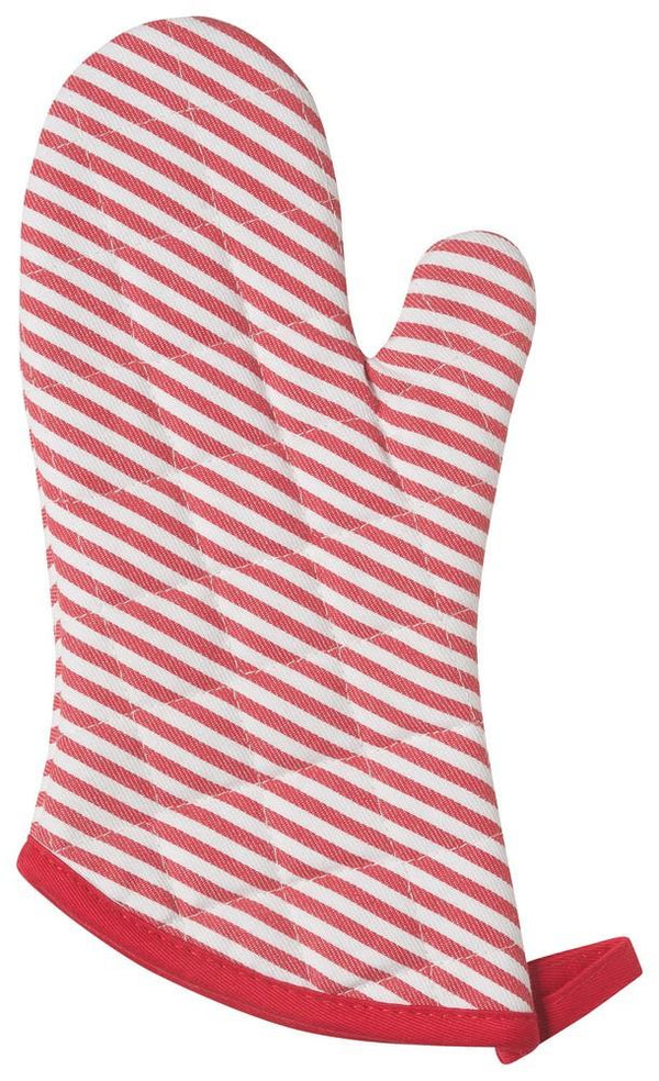 Set of 2 Oven Mitts - Red Narrow Stripe